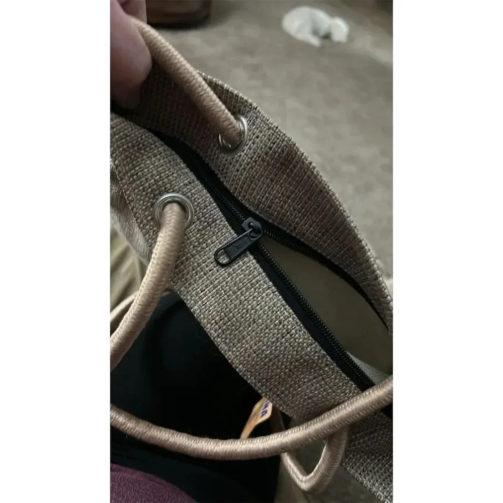 Bali Hemp Tote Bag Unisex Eco-Friendly Natural Drawstring Casual